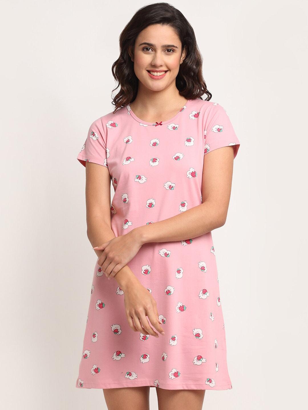 kanvin-women-pink-printed-nightdress