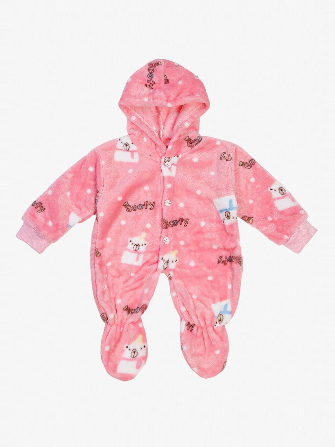 KLOTTHE Kids Infants Pink Printed Woolen Romper