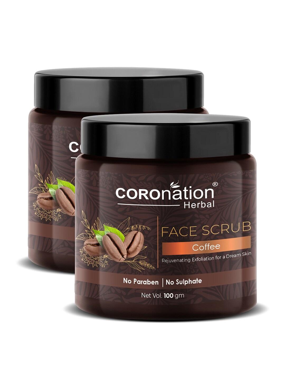 COROnation Herbal Set of 2 Coffee Face Scrub with Activated Charcoal Beads 100 g each
