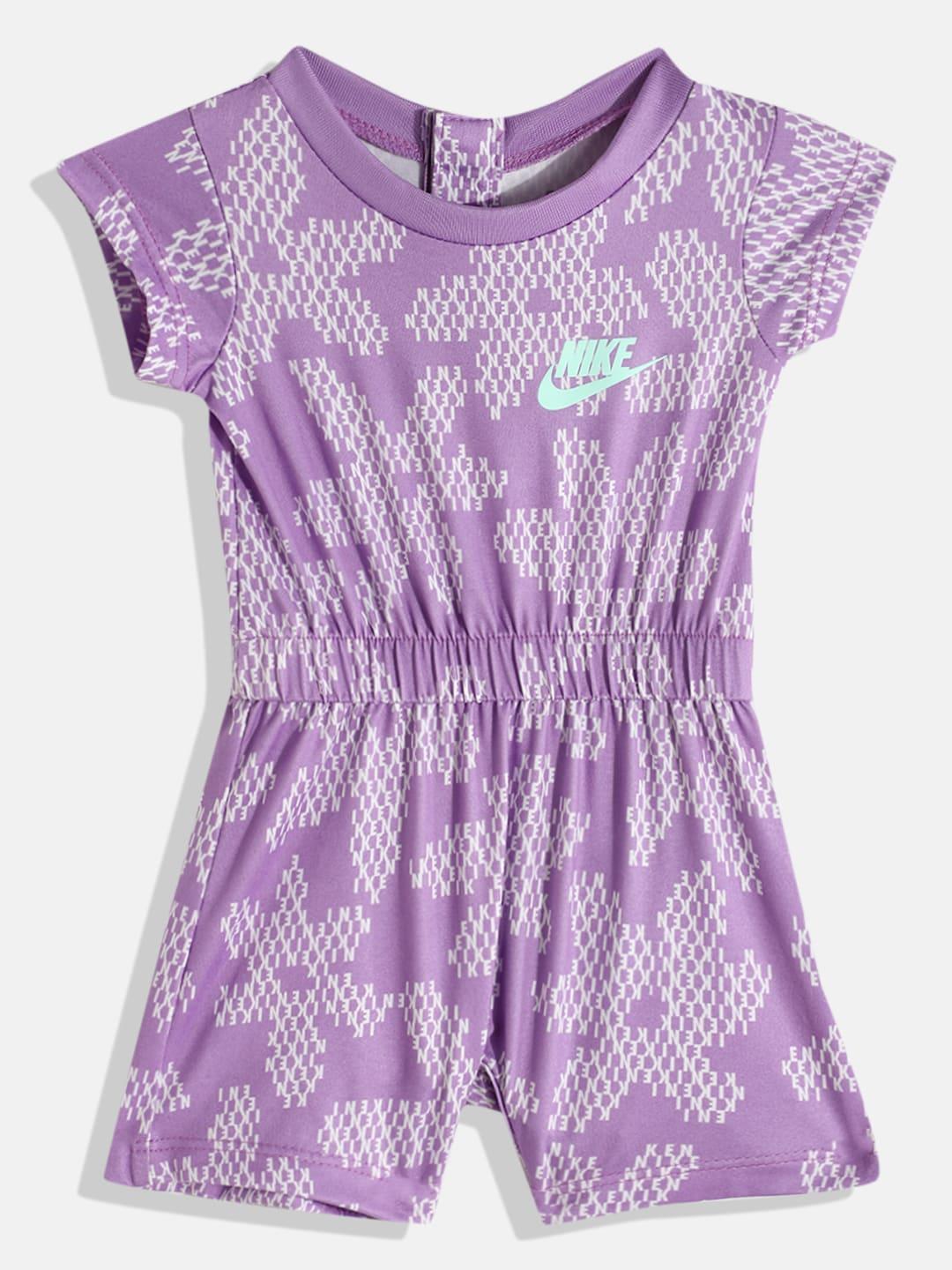 Nike Girls Lavender Brand Logo Printed NKG Sport Daisy Romper