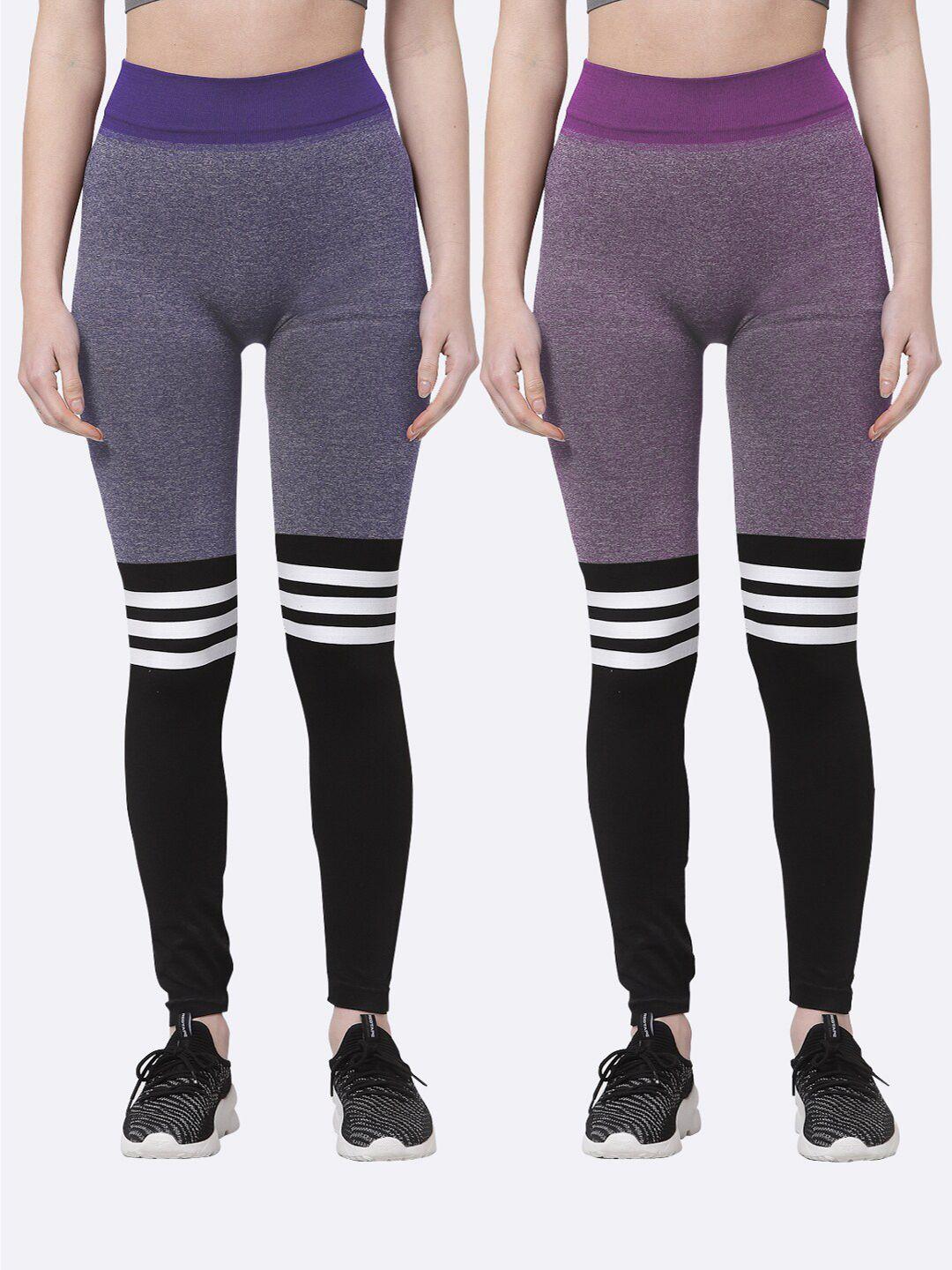 klotthe-women-pack-of-2-purple-&-pink-printed-skinny-fit-jeggings