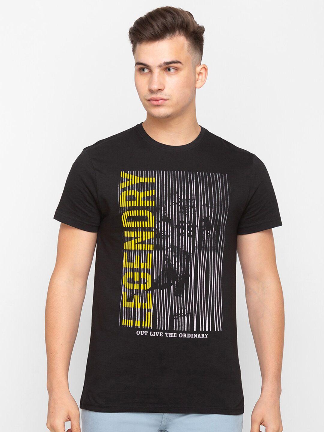 Globus Men Black Typography Printed T-shirt