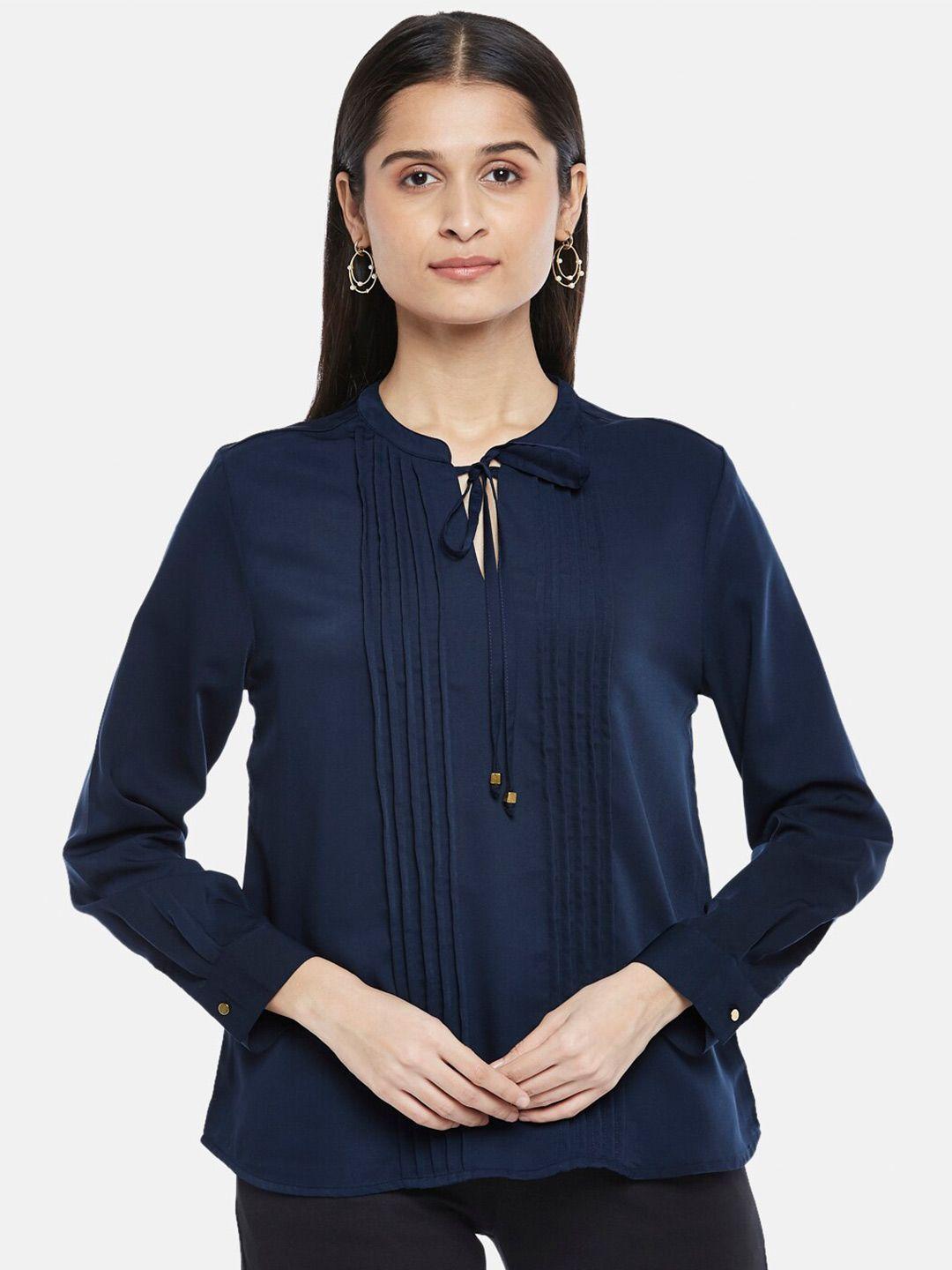 annabelle-by-pantaloons-navy-blue-tie-up-neck-shirt-style-top