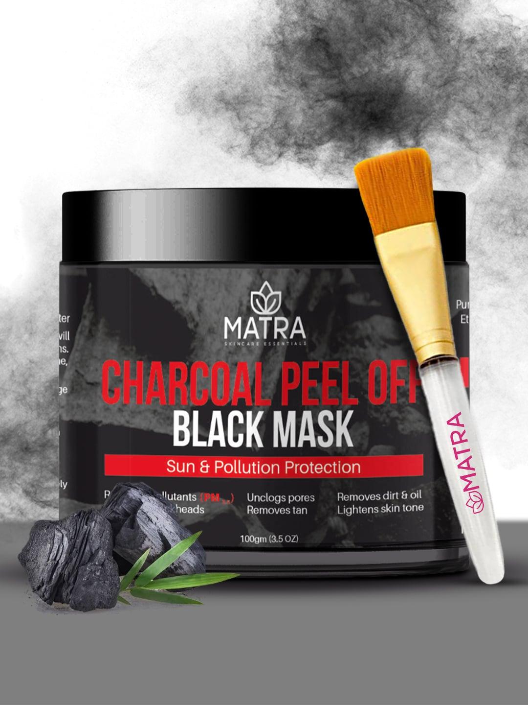 MATRA Sun & Pollution Protection Charcoal Peel Off Black Mask with Face Mask Brush - 100 g