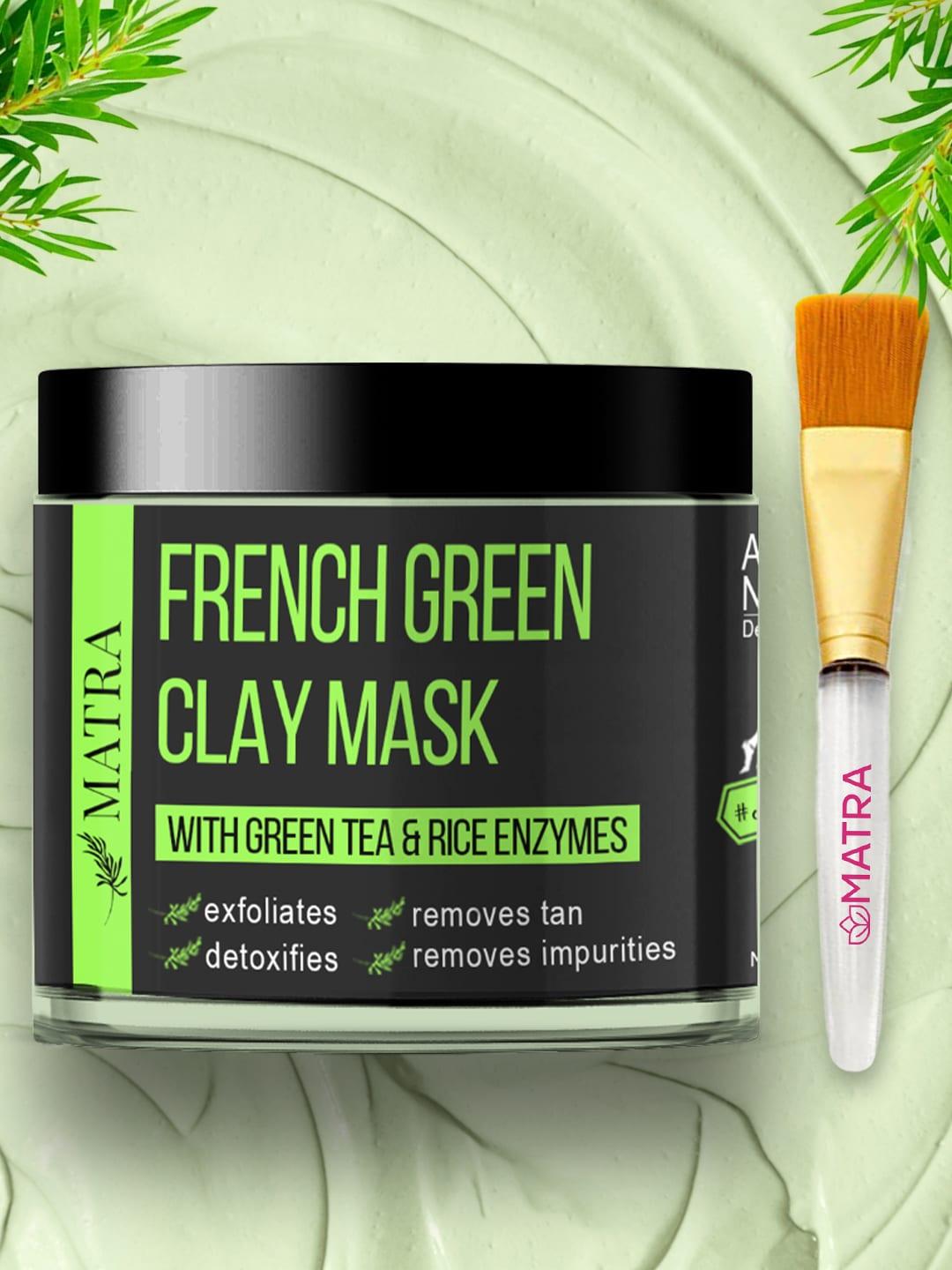 MATRA Green Tea & Rice Enzymes French Green Clay Face Mask with Face Mask Brush - 100 g