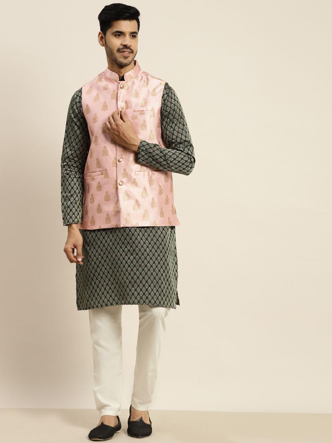 sojanya-men-green-ethnic-motifs-kurta-with-pyjamas-&-nehru-jacket