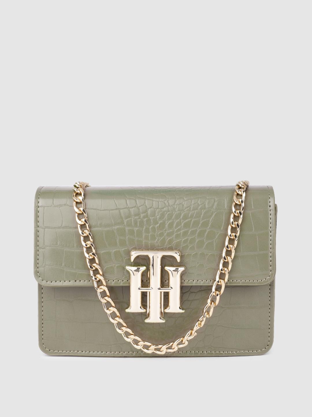tommy-hilfiger-green-animal-textured-structured-sling-bag