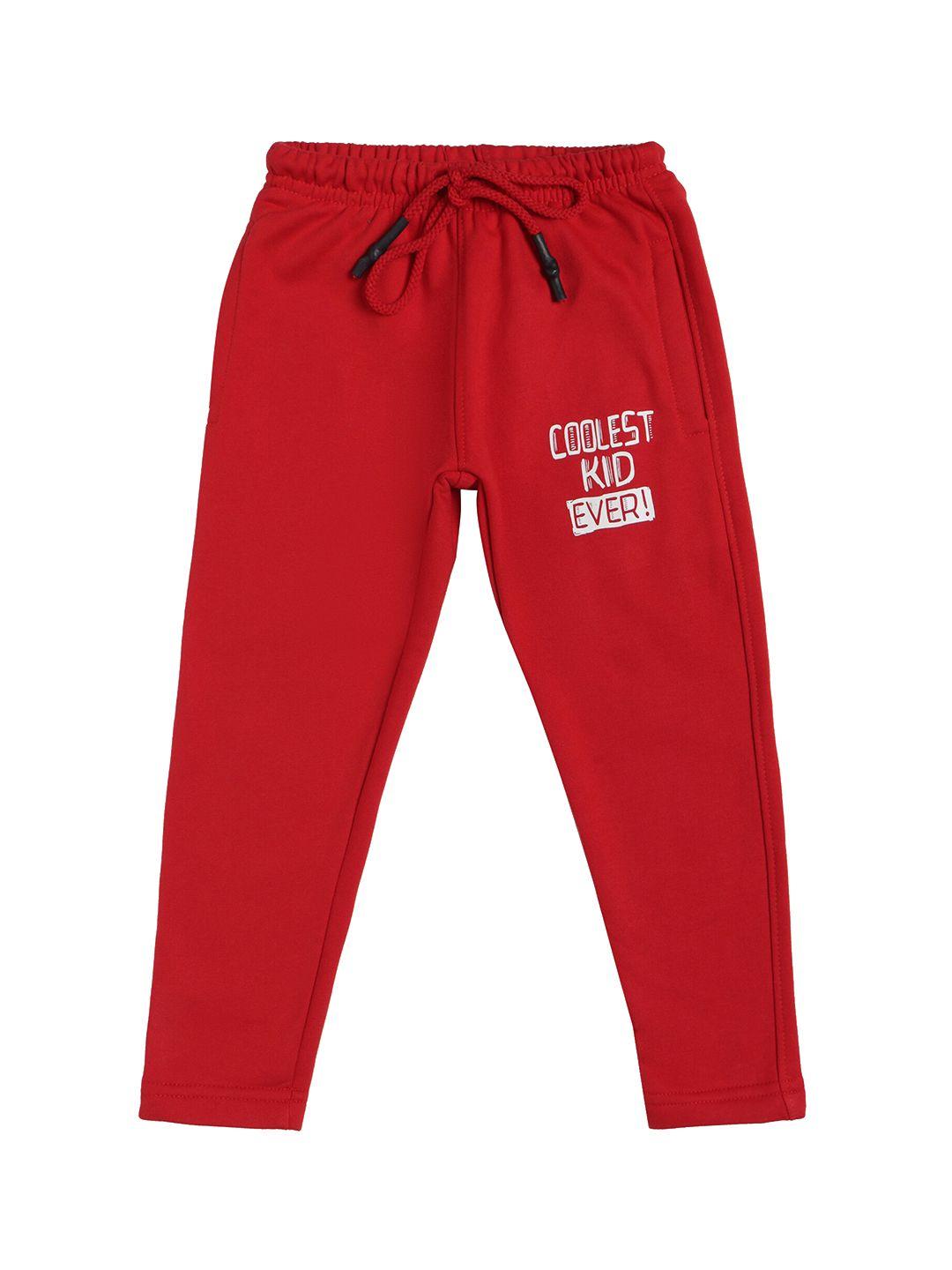 DYCA Boys Red Solid Regular Fit Cotton Track Pants