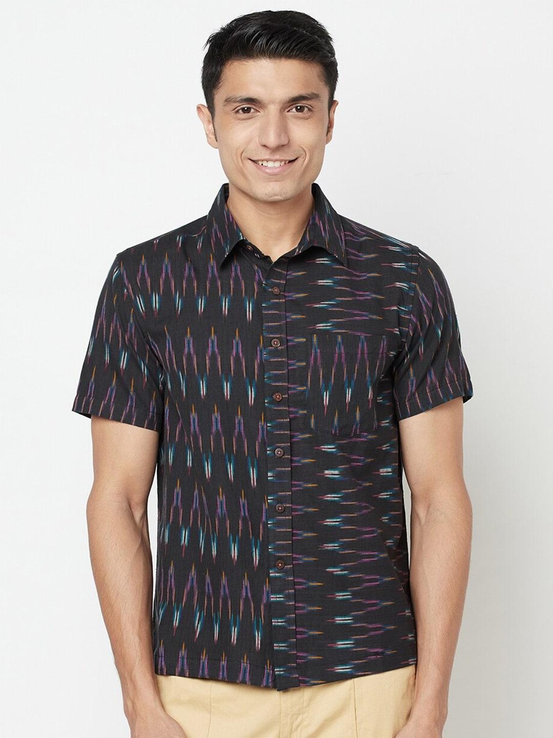 fabindia-men-black-printed-cotton-casual-shirt
