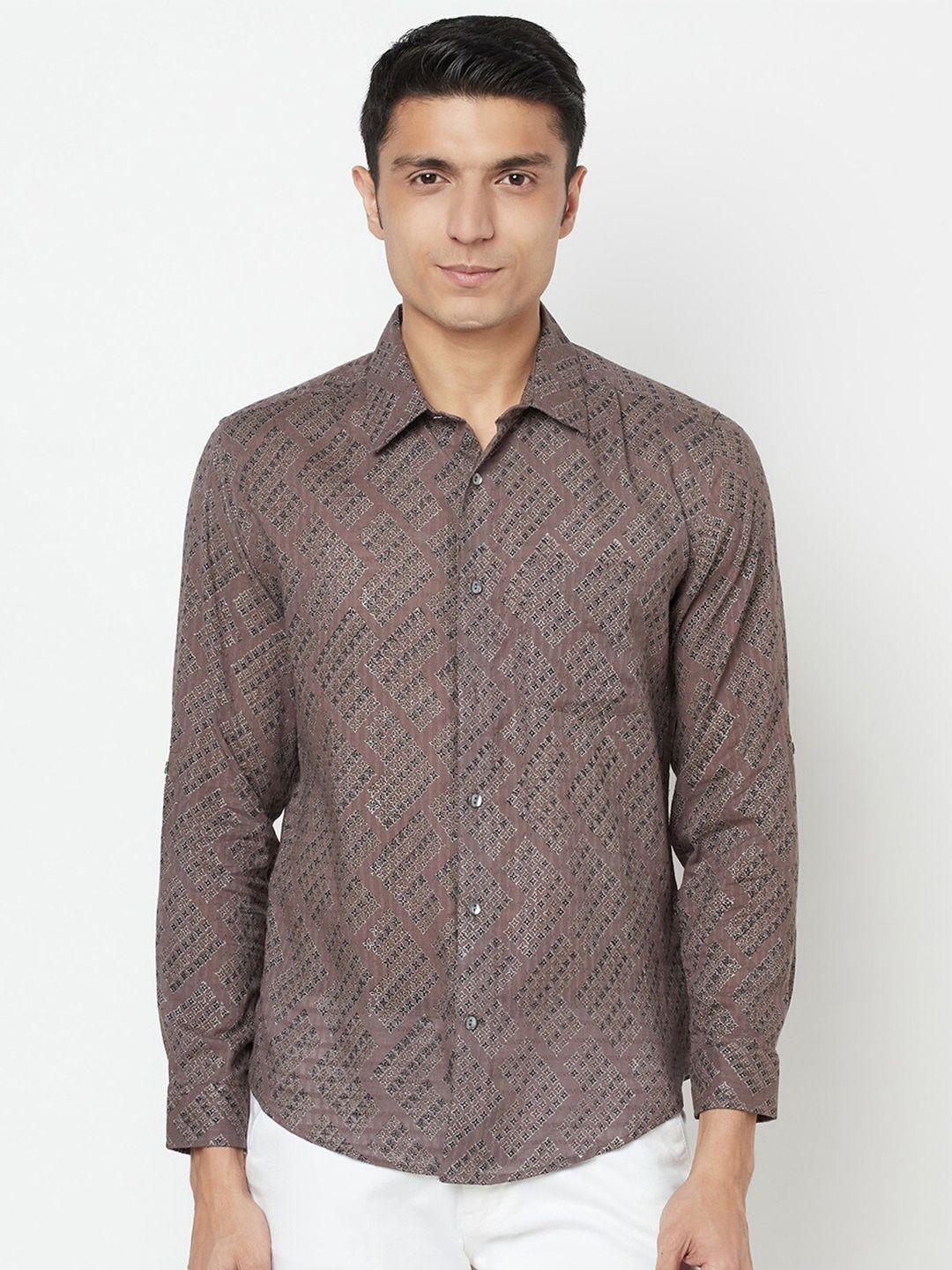 fabindia-men-grey-slim-fit-printed-cotton-casual-shirt