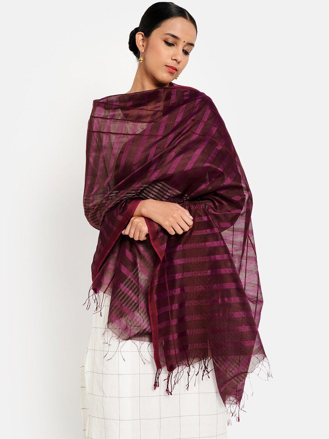 fabindia-women-red-woven-design-cotton-silk-dupatta