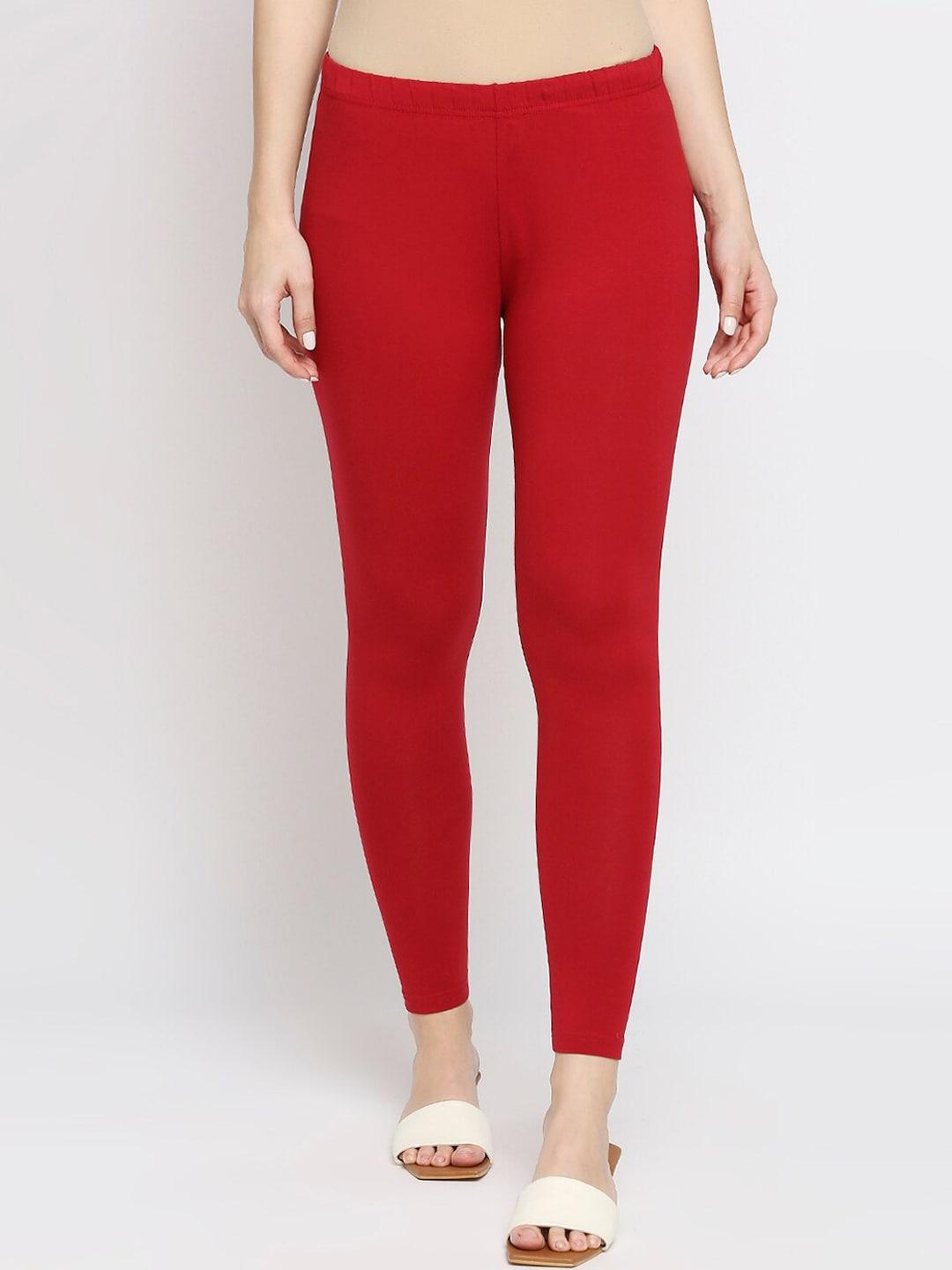 ethnicity-women-maroon-solid-cotton-ankle-length-leggings