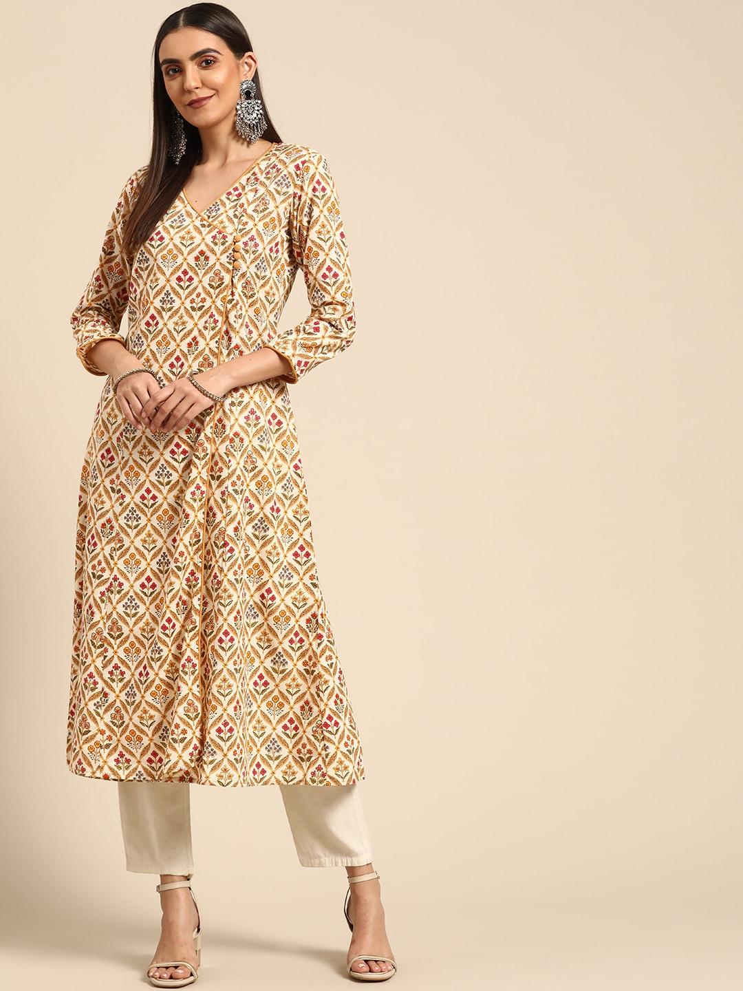 anayna-women-white-&-beige-pure-cotton-ethnic-motifs-printed-angrakha-kurta