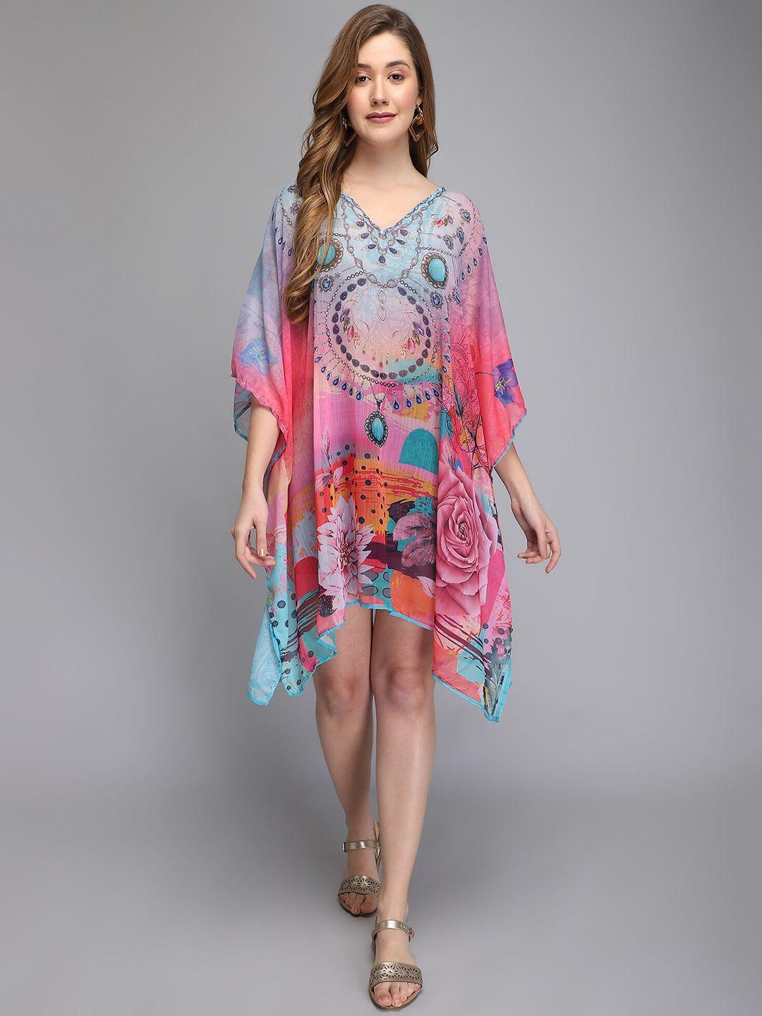 aditi-wasan-multicoloured-ethnic-motifs-chiffon-kaftan-dress