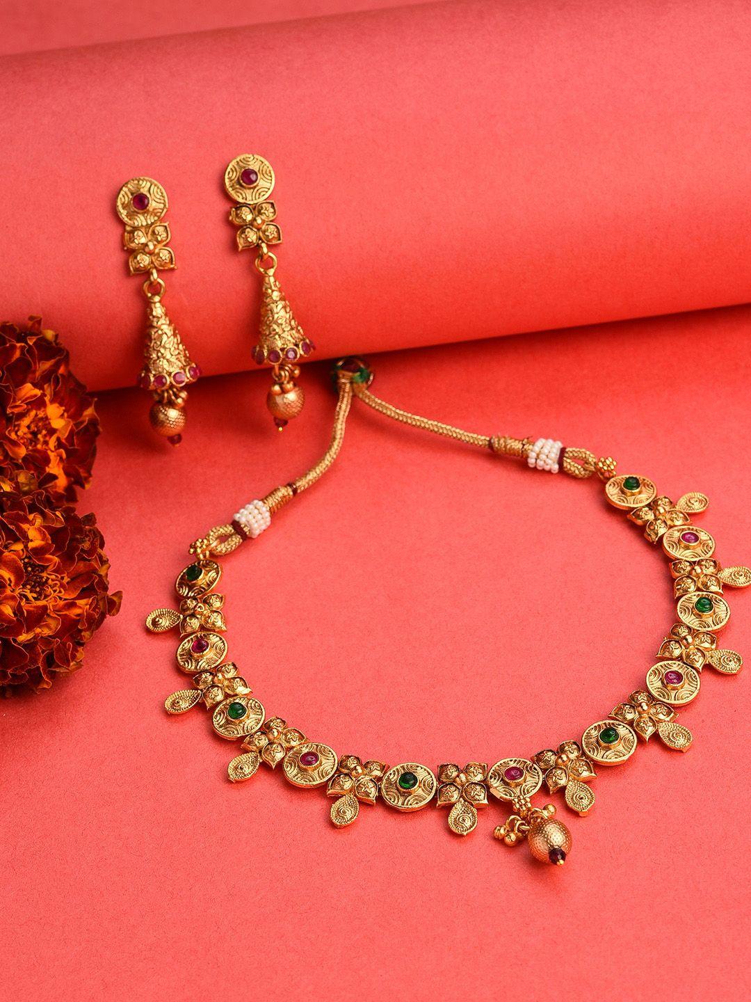 SOHI Gold-Plated Gold-Toned Contemporary Jewellery Set