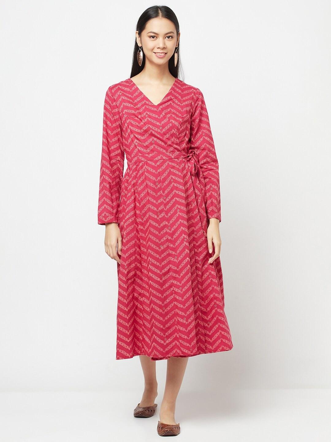 fabindia-women-pink-midi-cotton-dress