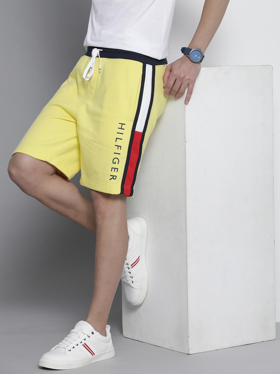 Tommy Hilfiger Men Yellow Brand Logo Printed Shorts