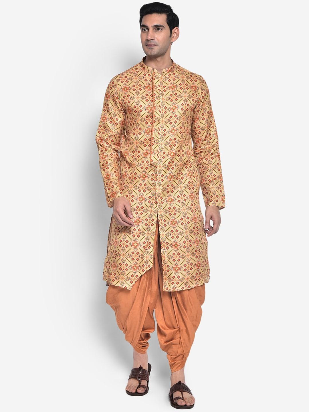 kisah-men-gold-toned-ethnic-motifs-printed-kurta-with-dhoti-pants