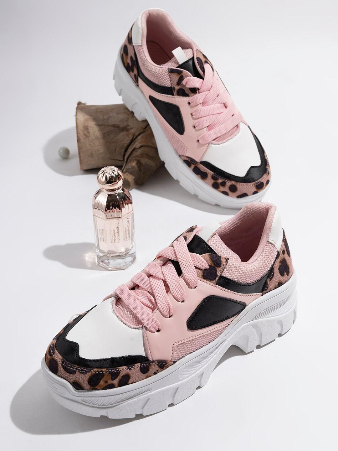Shoetopia Women Pink & Brown Animal Printed Walking Non-Marking Shoes