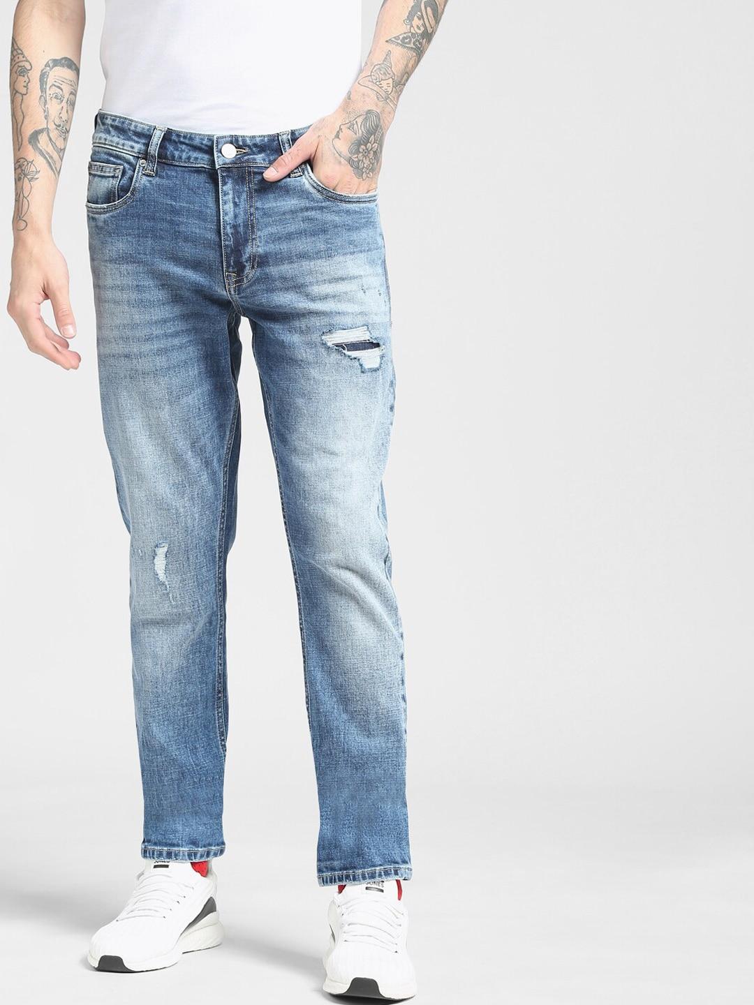 Jack & Jones Men Blue Slim Fit Mildly Distressed Heavy Fade Jeans