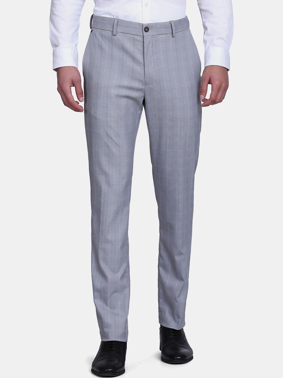 blackberrys-men-grey-checked-arise-regular-fit-formal-trousers