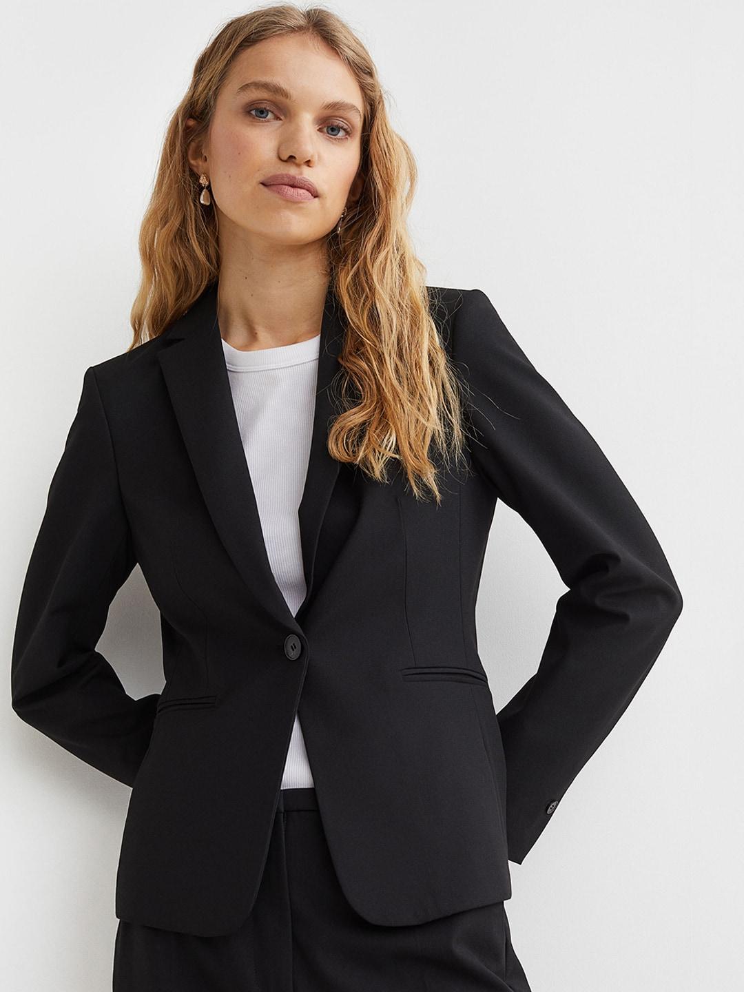 H&M Women Black Fitted Jacket