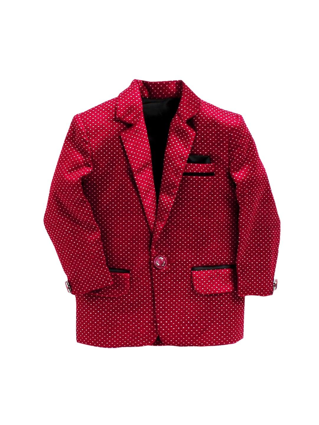 Jeetethnics Boys Red & White Printed Single-Breasted Breasted Blazers
