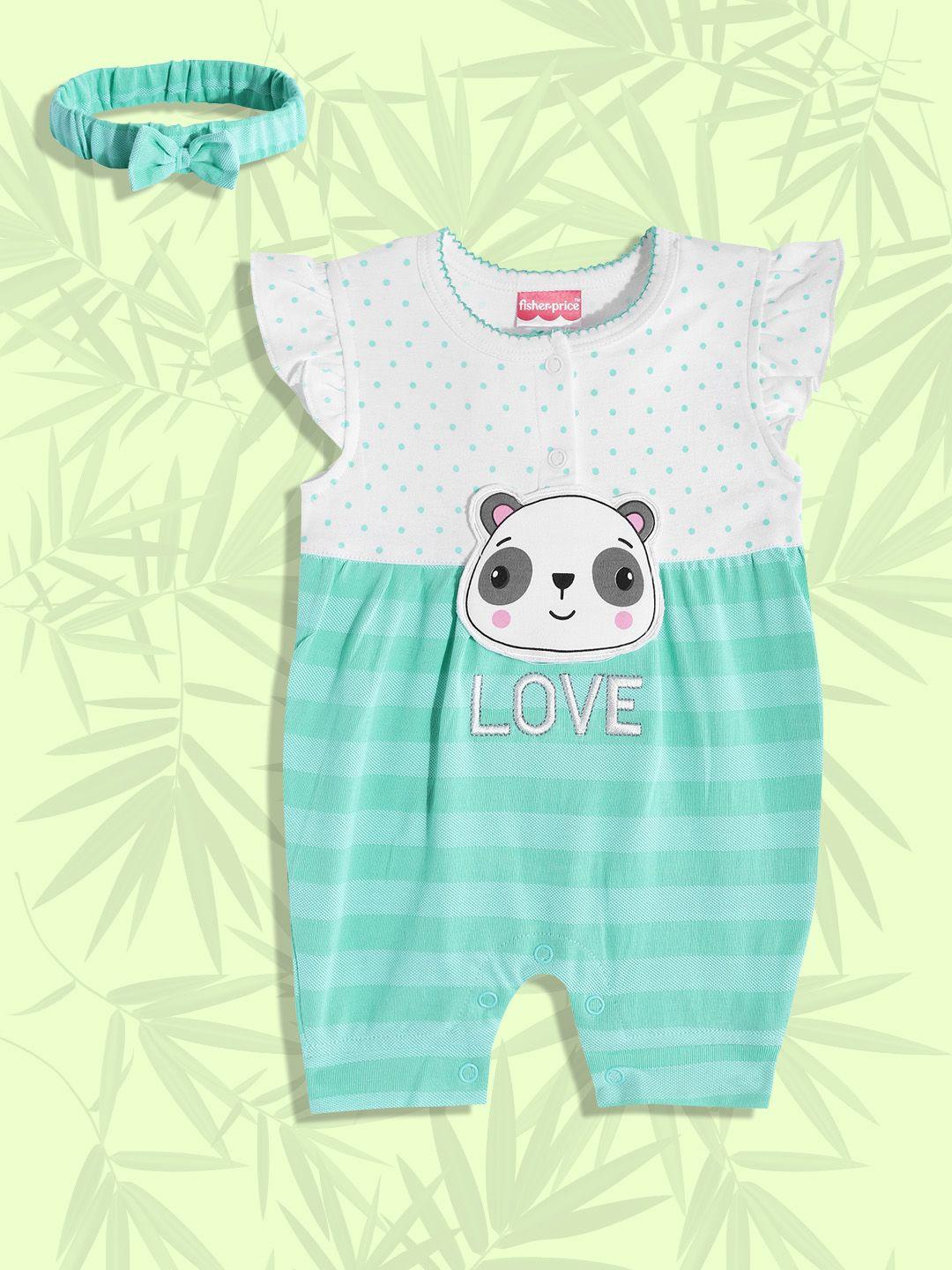 fisher-price-x-moms-love-infant-girls-green-polka-dot-print-cotton-rompers-&-hairband