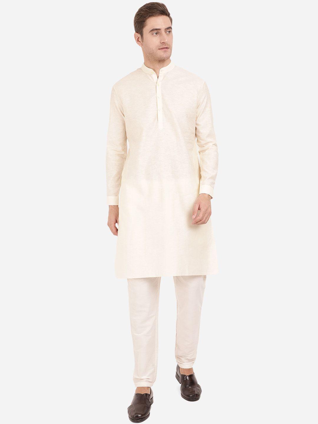 Modi Kurta Men Cream-Coloured Regular Fit Cotton Kurtas