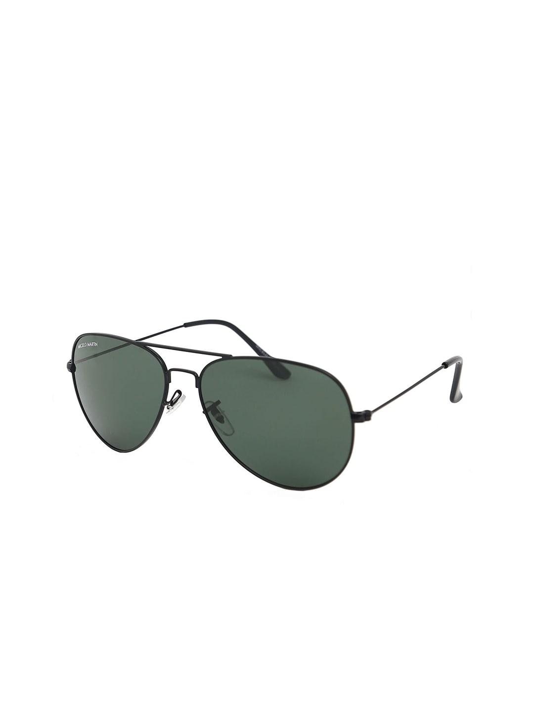Micelo Martin Unisex Green Lens & Black Aviator Sunglasses with UV Protected Lens