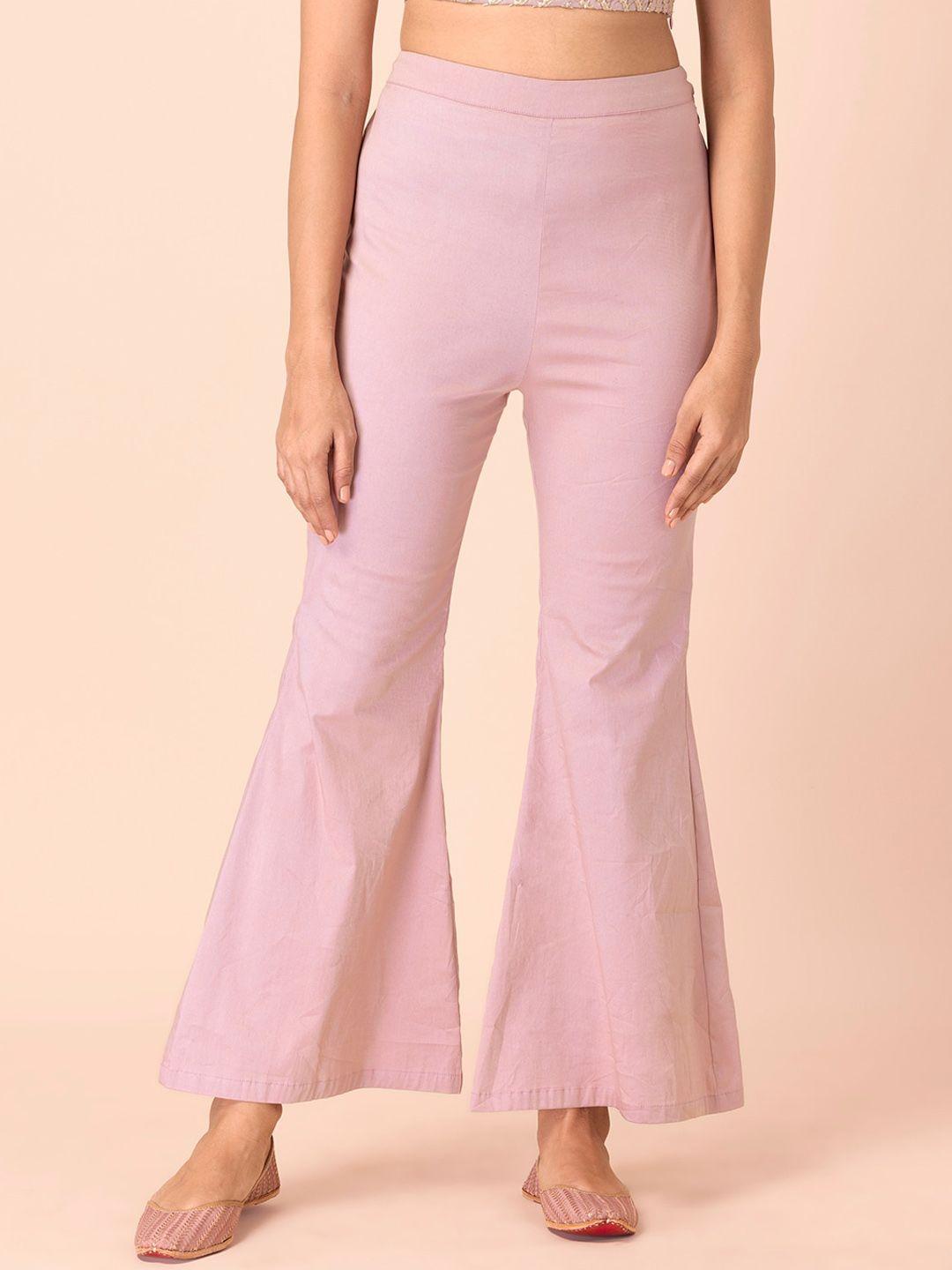 indya-women-rose-flared-mid-rise-stretch-trousers