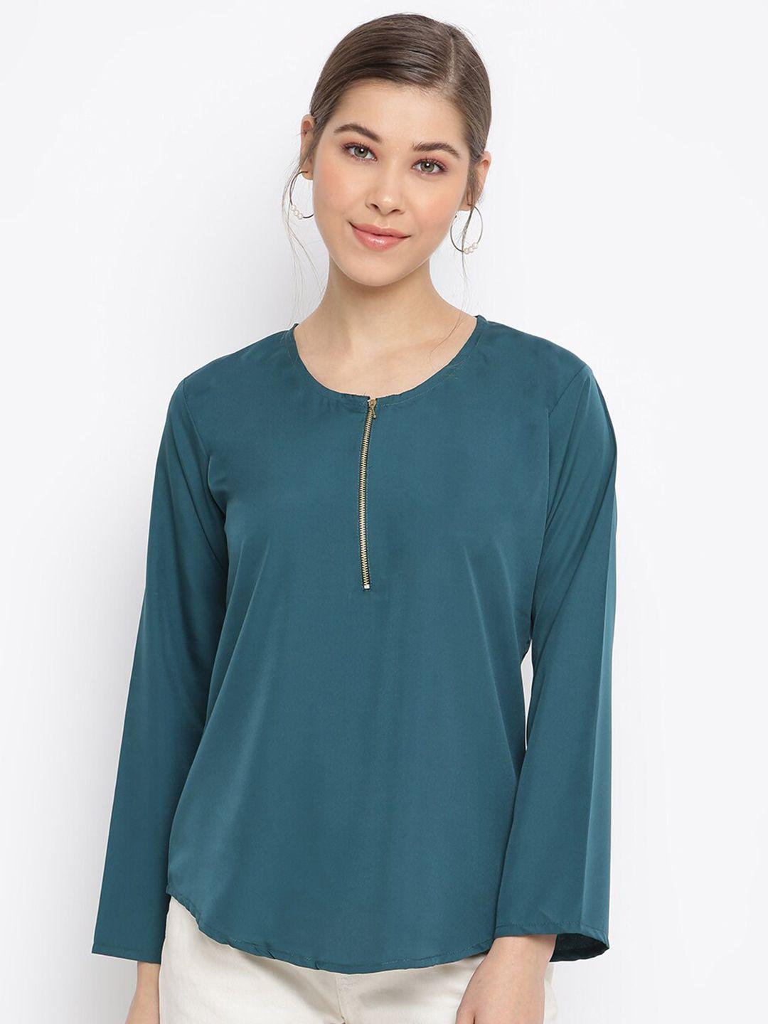 mayra-women-teal-green-solid-zip-detail-crepe-top