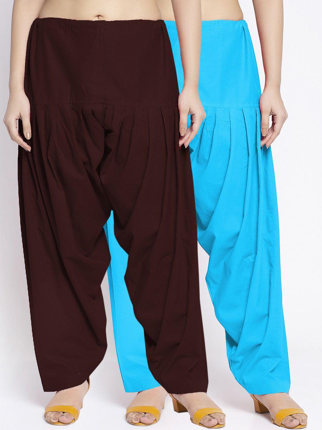 jinfo-women-pack-of-2-solid-loose-fit-pure-cotton-salwars