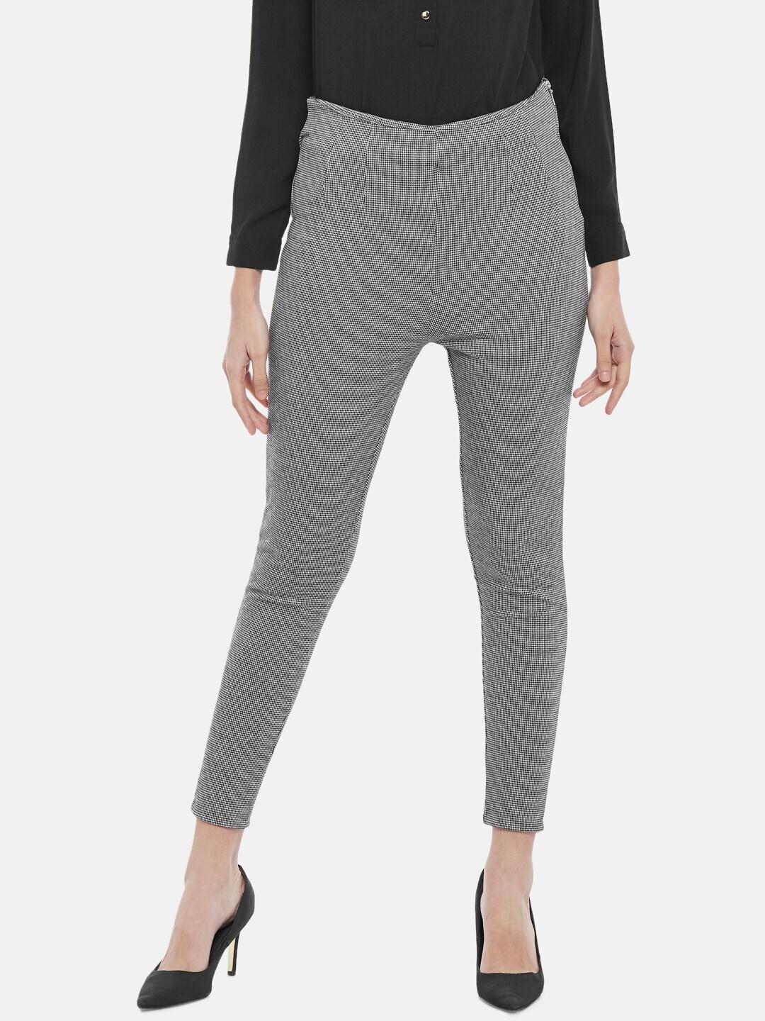 annabelle-by-pantaloons-women-grey-houndstooth-printed-skinny-fit-treggings