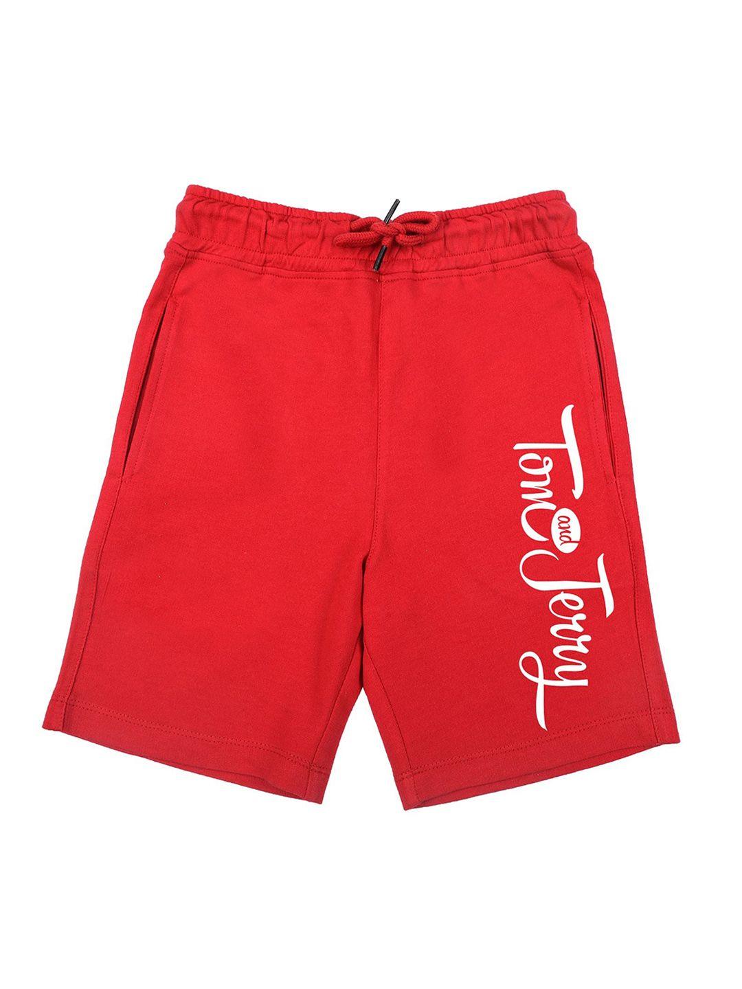 Tom & Jerry by Wear Your Mind Boys Red Typography Printed Tom & Jerry Shorts
