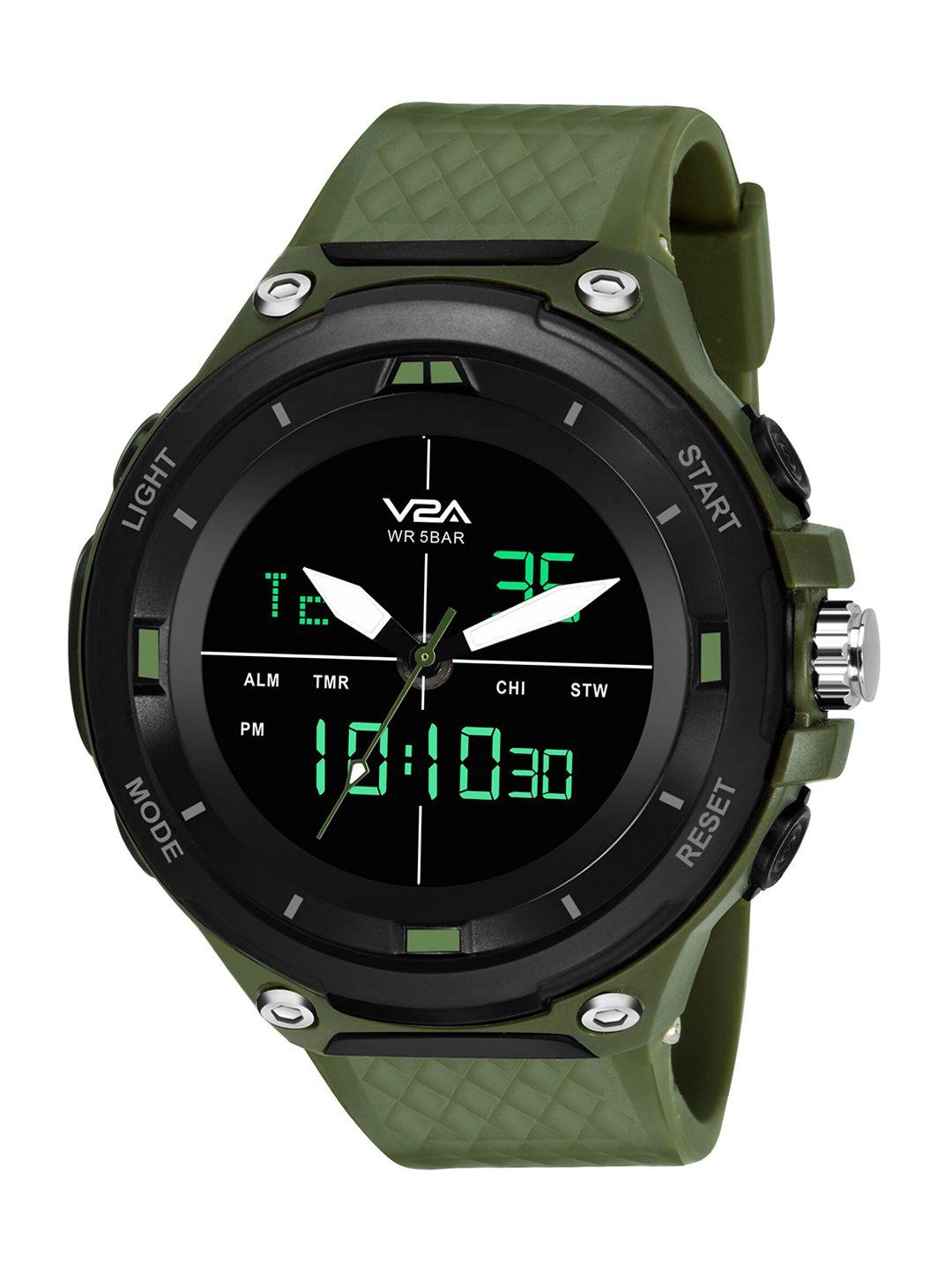v2a-men-black-dial-&-green-straps-analogue-multi-function-watch
