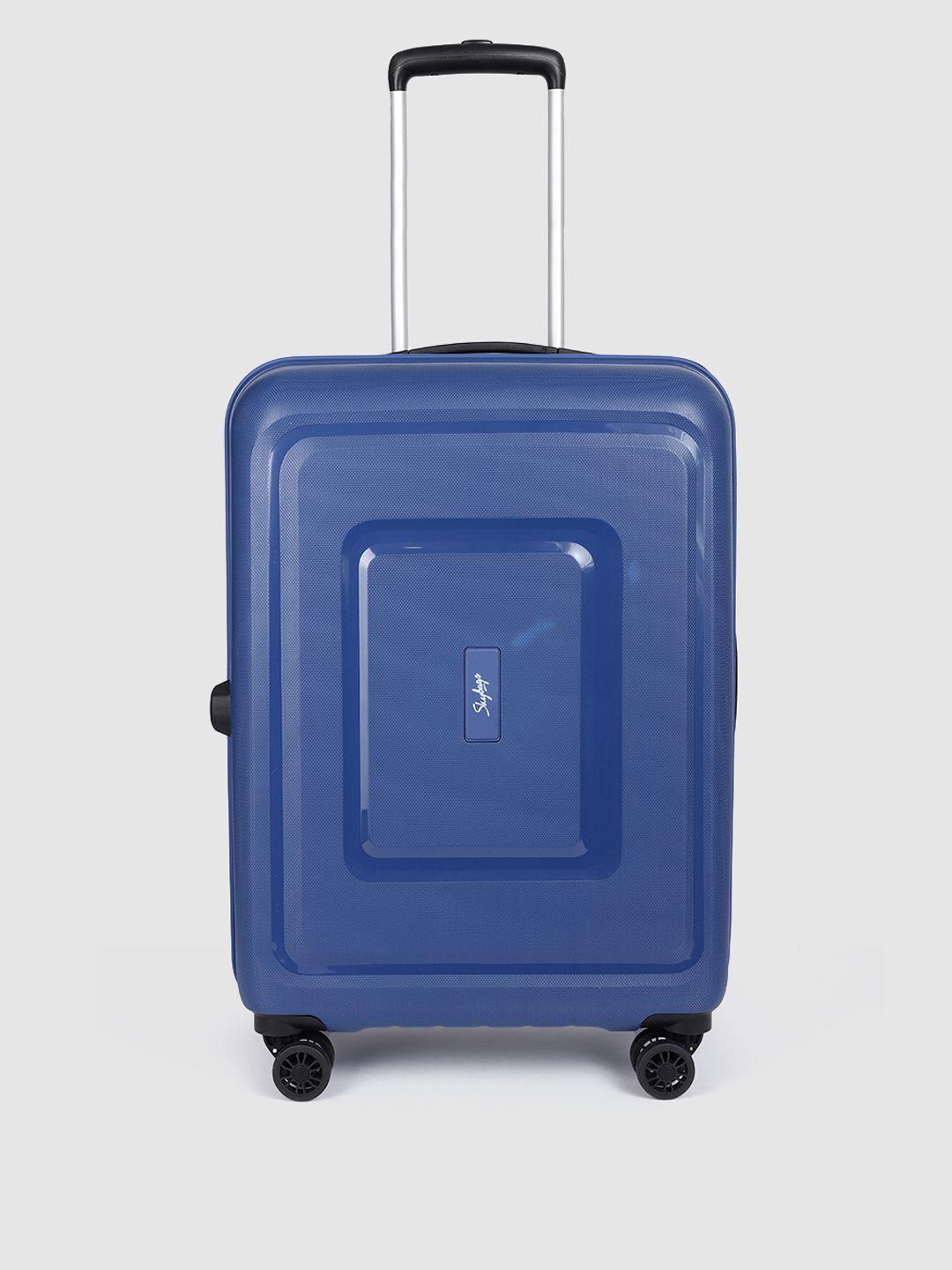 skybags-unisex-blue-textured-solid-hard-suitcase-trolley-bag