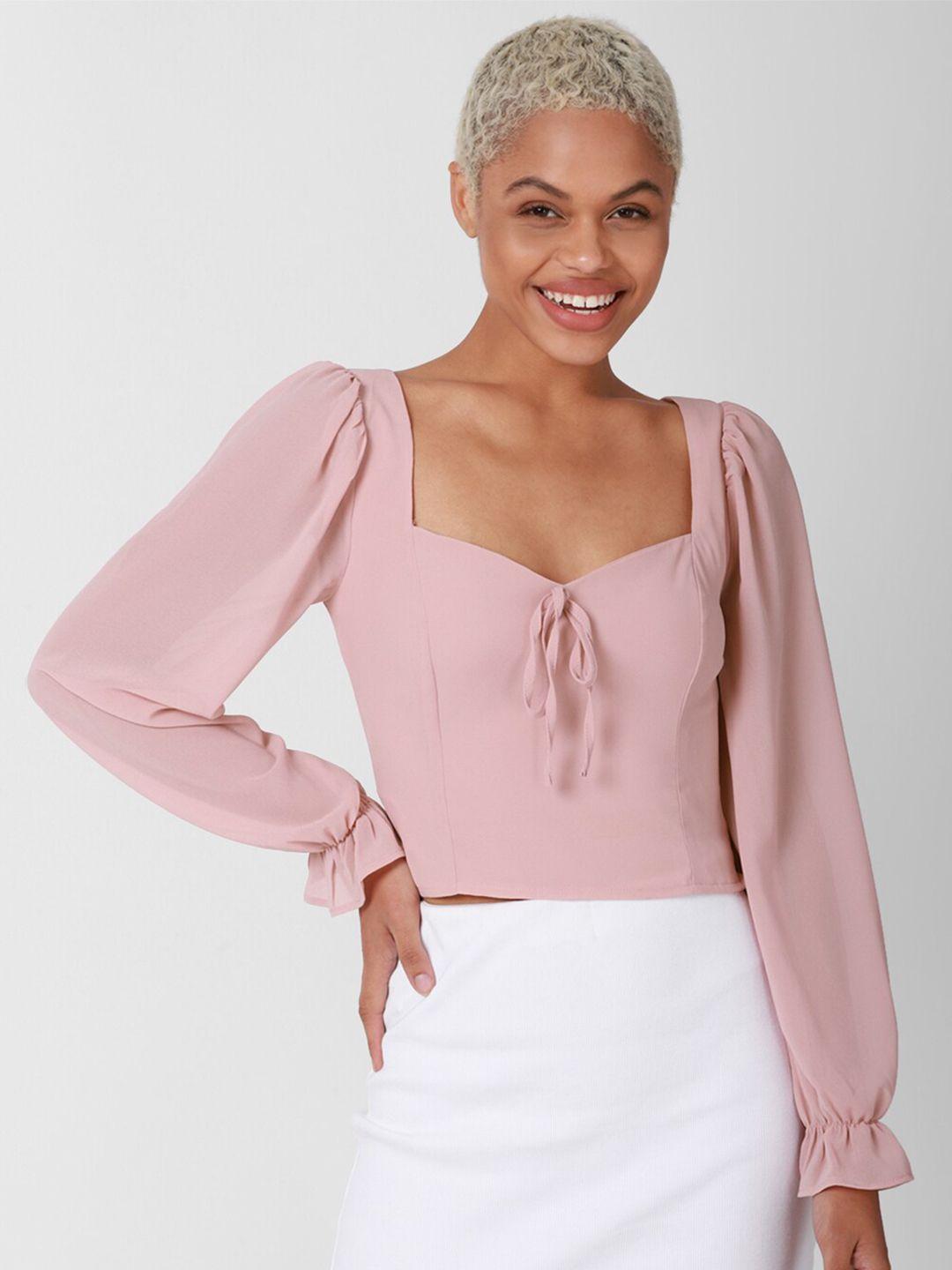 forever-21-pink-solid-fitted-woven-top