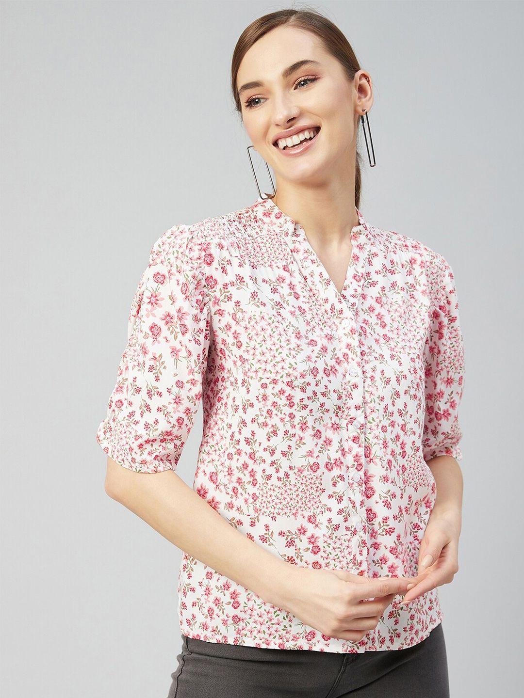 Marie Claire Women Off White Floral Printed Casual Shirt