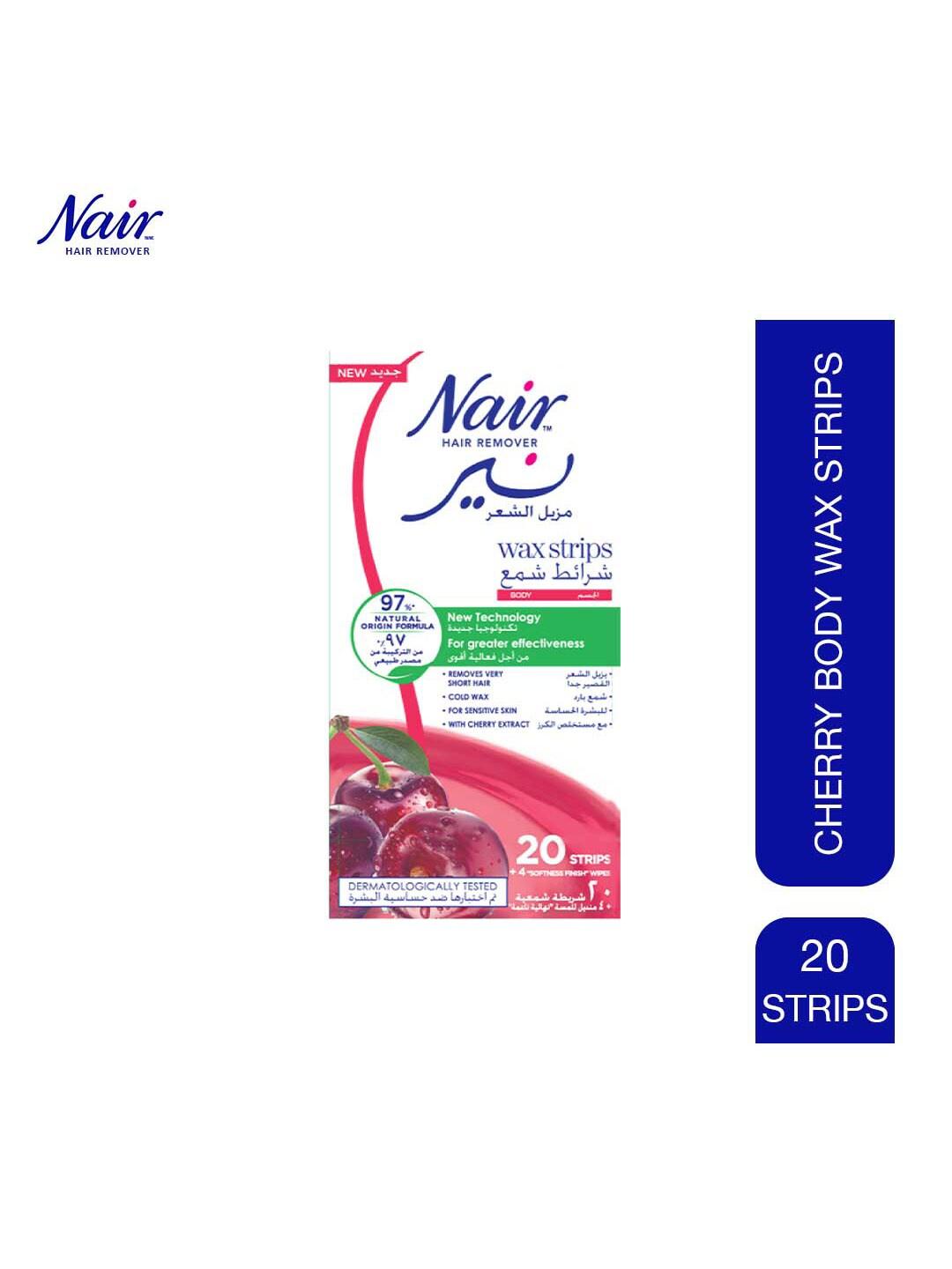 Nair Cherry Cold Body Wax with Post-Waxing Wipes - 20 Strips