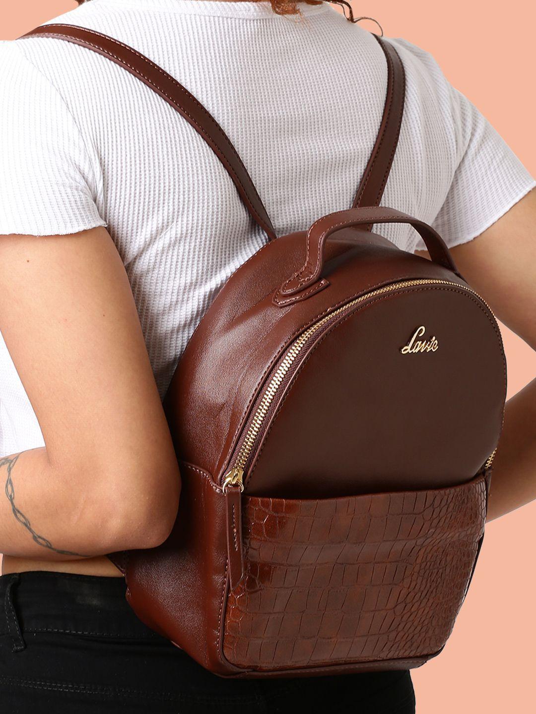 lavie-beetle-girls-brown-solid-stylish-small-backpack
