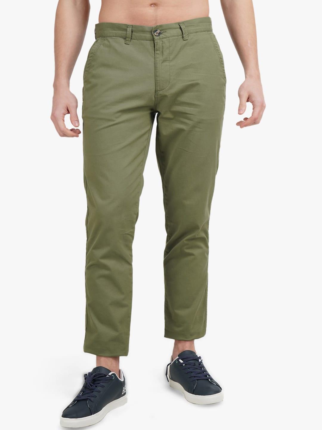 United Colors of Benetton Men Olive Green Slim Fit Chinos Trousers