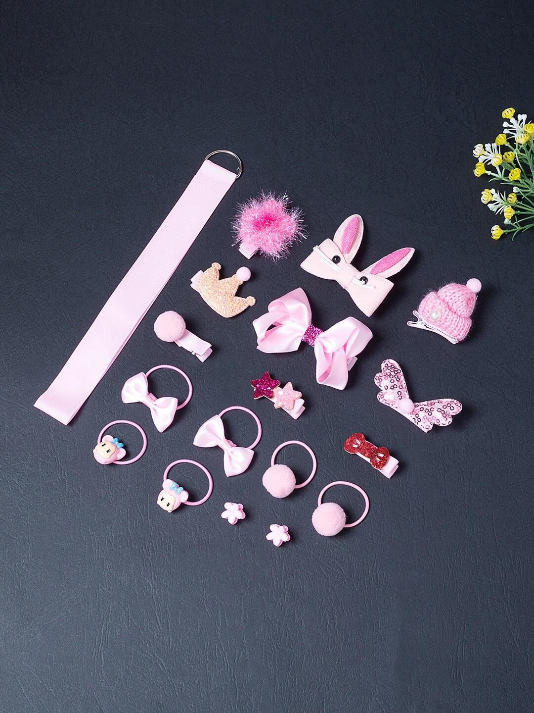 golden-peacock-girls-pink-embellished-hair-accessory-set-of-18