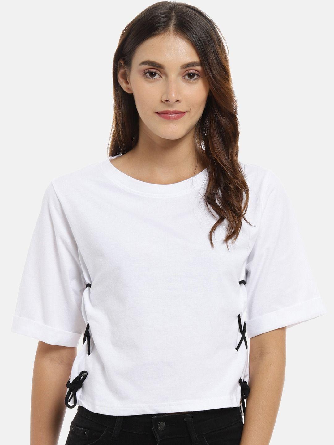 campus-sutra-white-solid-crop-top