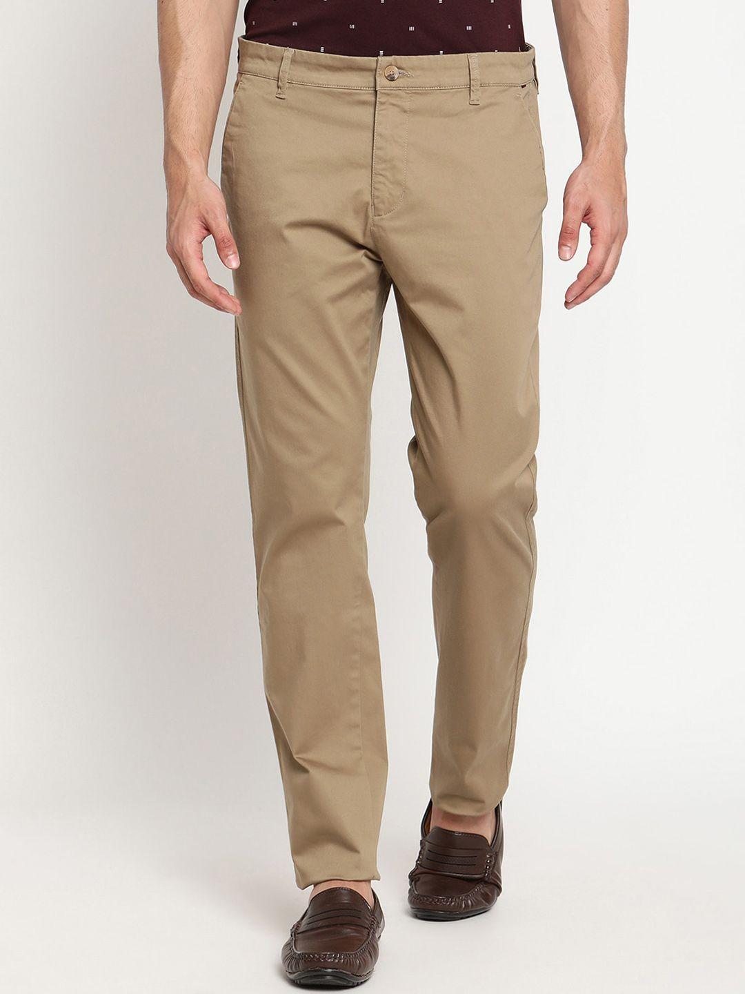 cantabil-men-beige-camel-casual-trousers