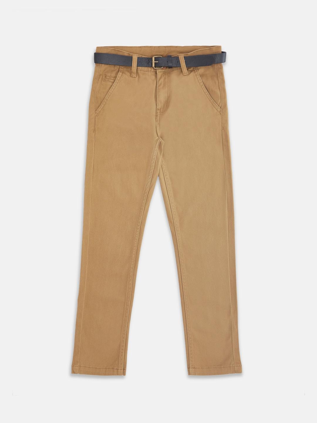 Pantaloons Junior Boys Regular Fit Khaki Solid Trousers