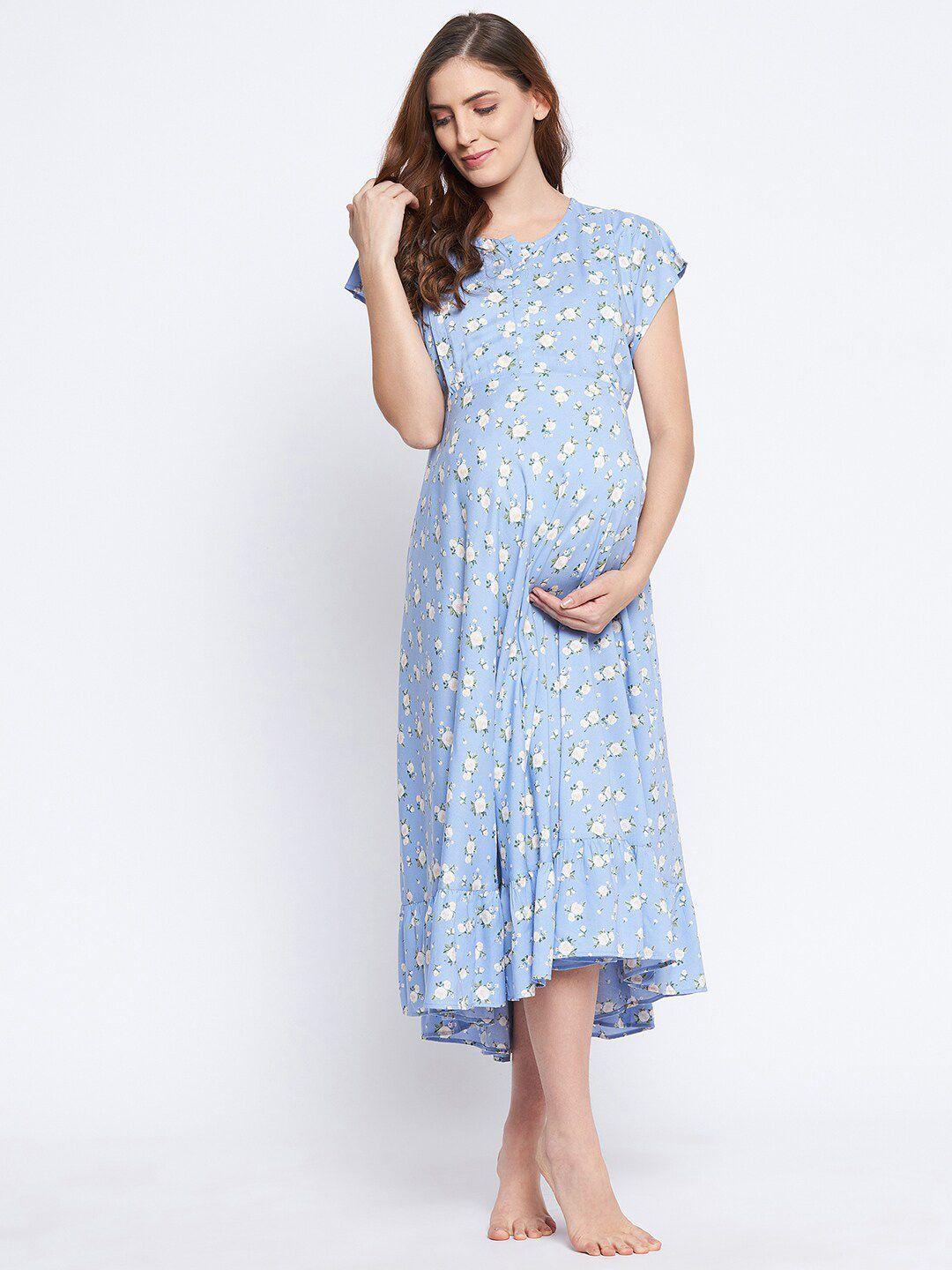 hypernation-blue-printed-maternity-nightdress