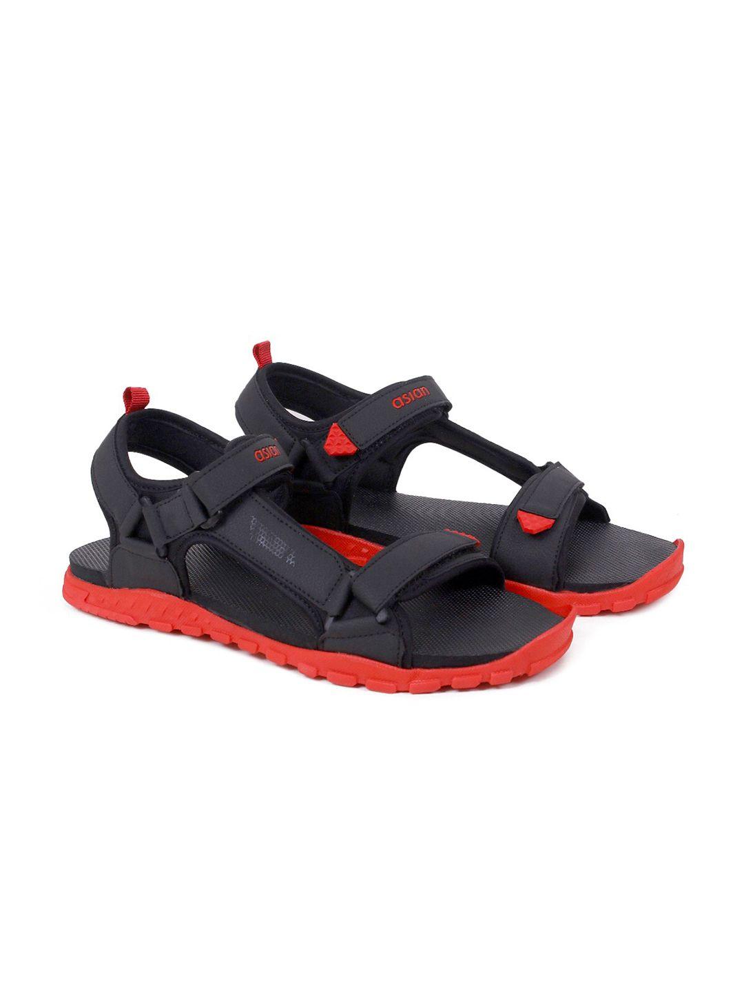 asian-men-black-textured-synthetic-leather-sports-sandals