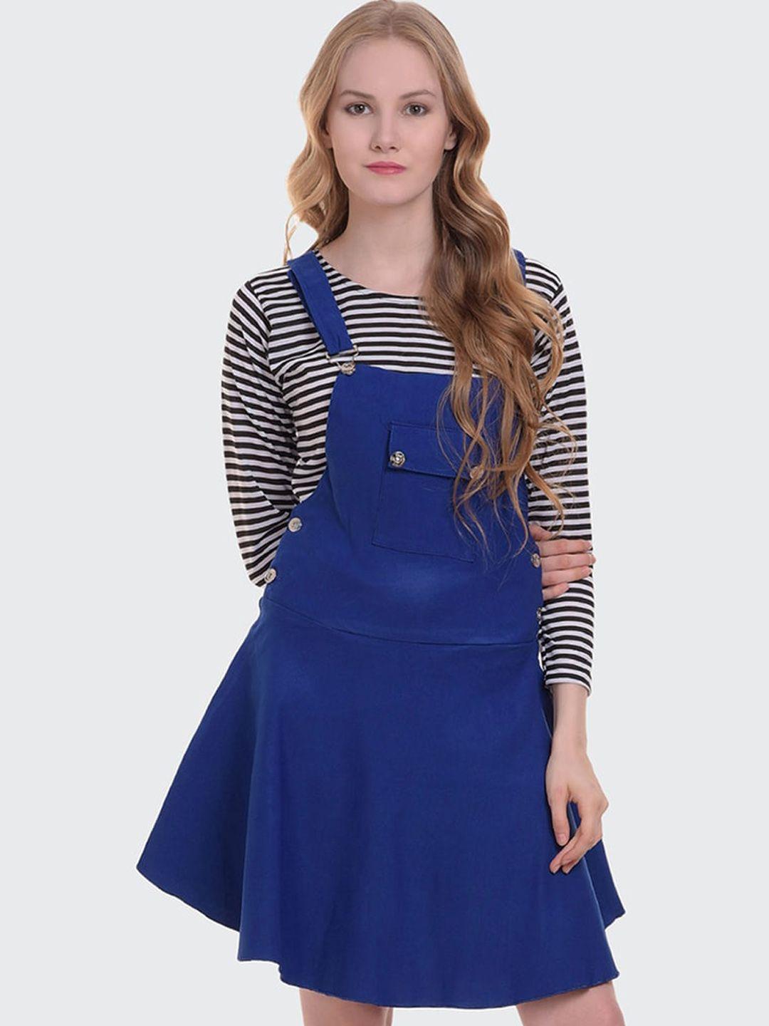 buy-new-trend-women-blue-and-black-striped-dungaree-with-t-shirt