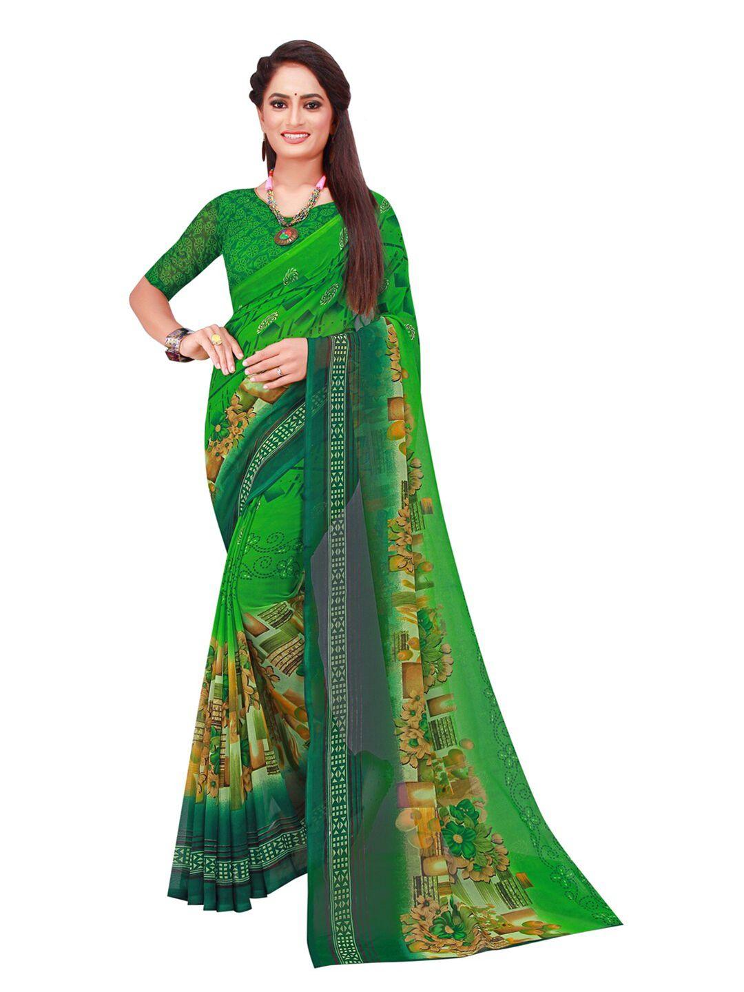 florence-green-&-yellow-floral-pure-georgette-saree